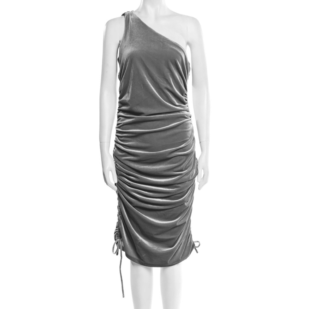 House of Harlow 1960 Velvet One Shoulder Ruched Dress